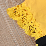 ZAFILLE Sunflower Print Romper Baby Headband 2Pcs V-neck Ruffle Lace Bodysuit For Newborn Onesie Infant Girl Clothes Summer - Presidential Brand (R)