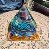 60mm Handmade Pyramid Amethyst Crystal Sphere With Amethyst Natural Cristal Stone Energy Healing Reiki Chakra Multiplier - Presidential Brand (R)