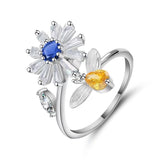 Fidget Spinner Rings for Women Sunflower Adjustable Open Ring You are My Sunshine Rotate Anti Stress Ring Valentine's Day Gfit