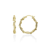 Yellow Gold Flashed Sterling Silver Chain Wrap Click-Top Hoop Earrings, 25mm - Presidential Brand (R)