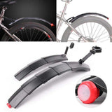 2PCS Mountain Bike Cycling Front Rear LED Mudguard Set Foldable Bicycle Bike Fender Taillight - Presidential Brand (R)