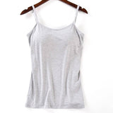 Women Padded Soft Casual Bra Tank Top Women Spaghetti Cami Top Vest Female Camisole With Built In Bra