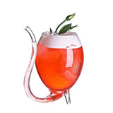 300ml Red Wine Juice Glass Cup Mug With Built in Drinking Tube Straw Heat-resistance Cocktail Wine Glass - Presidential Brand (R)