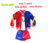 Halloween Harley Quinn Costumes Cosplay Kids Girls Set with Wig Gloves Fancy Jacket Shorts T-shirt Full Set