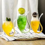 300ml Red Wine Juice Glass Cup Mug With Built in Drinking Tube Straw Heat-resistance Cocktail Wine Glass - Presidential Brand (R)