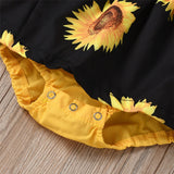 ZAFILLE Sunflower Print Romper Baby Headband 2Pcs V-neck Ruffle Lace Bodysuit For Newborn Onesie Infant Girl Clothes Summer - Presidential Brand (R)
