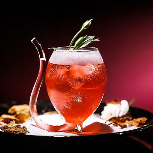 300ml Red Wine Juice Glass Cup Mug With Built in Drinking Tube Straw Heat-resistance Cocktail Wine Glass - Presidential Brand (R)