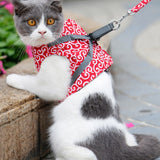 Pet Dog Cat Vest Outdoor Travel Harness Leash Set for Puppy Cat Rabbit Floral Pattern Kitten Walking Harnesses Pet Cat Products - Presidential Brand (R)