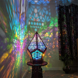 Polar Star Large Floor Lamp Wood LED Night Light Arts Crafts Colorful Diamond Bohemian Lights Decorative Table Lamps Home Decor