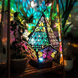 Polar Star Large Floor Lamp Wood LED Night Light Arts Crafts Colorful Diamond Bohemian Lights Decorative Table Lamps Home Decor