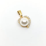 1-2462-h1 Gold Overlay Heart and Colored Pearl with CZ Accent Pendant. - Presidential Brand (R)