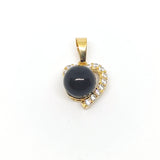 1-2462-h1 Gold Overlay Heart and Colored Pearl with CZ Accent Pendant. - Presidential Brand (R)