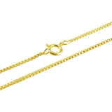 Yellow Gold Flashed Sterling Silver 1mm Box Chain Dainty Necklace, 16 Inches - Presidential Brand (R)