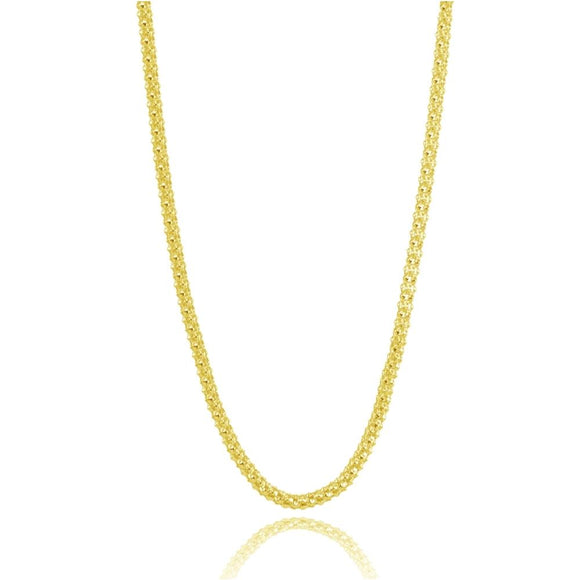 Yellow Gold Flashed Sterling Silver 1.5mm Popcorn Chain Necklace, 24 Inches - Presidential Brand (R)