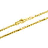 Yellow Gold Flashed Sterling Silver 1.5mm Popcorn Chain Necklace, 24 Inches - Presidential Brand (R)