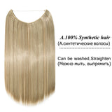S-noilite 20inch Invisible Wire No Clip One Piece Halo Hair Extension flip in false hair Hairpieces Synthetic hair for women - Presidential Brand (R)