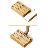 3 IN 1 Bamboo Wood Plastic Wrap Dispenser Food Wrap Cling Film Storage Organizer Kitchen Plastic Aluminum Foil/Wax Paper