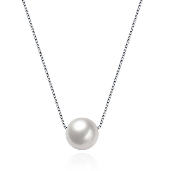 Single Pearl 0.925 Sterling Silver Necklace - Presidential Brand (R)