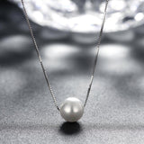 Single Pearl 0.925 Sterling Silver Necklace - Presidential Brand (R)