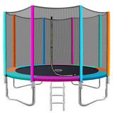 12FT Trampoline Round Trampolines Kids Safety Net Enclosure Pad Outdoor Gift Multi-coloured - Presidential Brand (R)