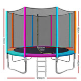 12FT Trampoline Round Trampolines Kids Safety Net Enclosure Pad Outdoor Gift Multi-coloured - Presidential Brand (R)