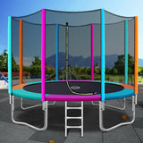 12FT Trampoline Round Trampolines Kids Safety Net Enclosure Pad Outdoor Gift Multi-coloured - Presidential Brand (R)