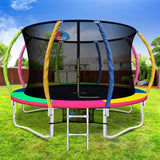 Everfit 12FT Trampoline Round Trampolines With Basketball Hoop Kids Present Gift Enclosure Safety Net Pad Outdoor Multi-coloured - Presidential Brand (R)