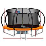 Everfit 12FT Trampoline Round Trampolines With Basketball Hoop Kids Present Gift Enclosure Safety Net Pad Outdoor Orange - Presidential Brand (R)