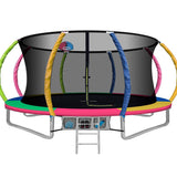 Everfit 14FT Trampoline Round Trampolines With Basketball Hoop Kids Present Gift Enclosure Safety Net Pad Outdoor Multi-coloured - Presidential Brand (R)