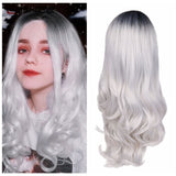 Wignee Long 2 Tone Ombre Brown Ash Blonde Temperature Synthetic Wigs For Black/White Women Glueless Wavy Daily/Cosplay Hair Wig - Presidential Brand (R)