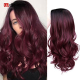 Wignee Long 2 Tone Ombre Brown Ash Blonde Temperature Synthetic Wigs For Black/White Women Glueless Wavy Daily/Cosplay Hair Wig - Presidential Brand (R)