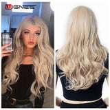 Wignee Long 2 Tone Ombre Brown Ash Blonde Temperature Synthetic Wigs For Black/White Women Glueless Wavy Daily/Cosplay Hair Wig - Presidential Brand (R)