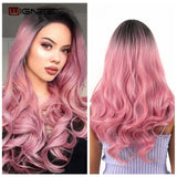 Wignee Long 2 Tone Ombre Brown Ash Blonde Temperature Synthetic Wigs For Black/White Women Glueless Wavy Daily/Cosplay Hair Wig - Presidential Brand (R)