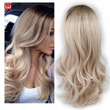 Wignee Long 2 Tone Ombre Brown Ash Blonde Temperature Synthetic Wigs For Black/White Women Glueless Wavy Daily/Cosplay Hair Wig - Presidential Brand (R)