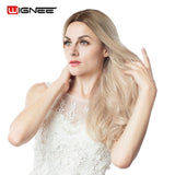 Wignee Long 2 Tone Ombre Brown Ash Blonde Temperature Synthetic Wigs For Black/White Women Glueless Wavy Daily/Cosplay Hair Wig - Presidential Brand (R)