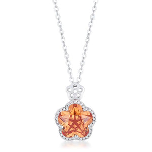 Beautiful Floral Cut Champagne CZ Pendant - Presidential Brand (R)