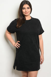 Women's Plus Size Black Short Sleeve Rounded Neckline Tunic Dress(6 pcs/ Bundle) - Presidential Brand (R)