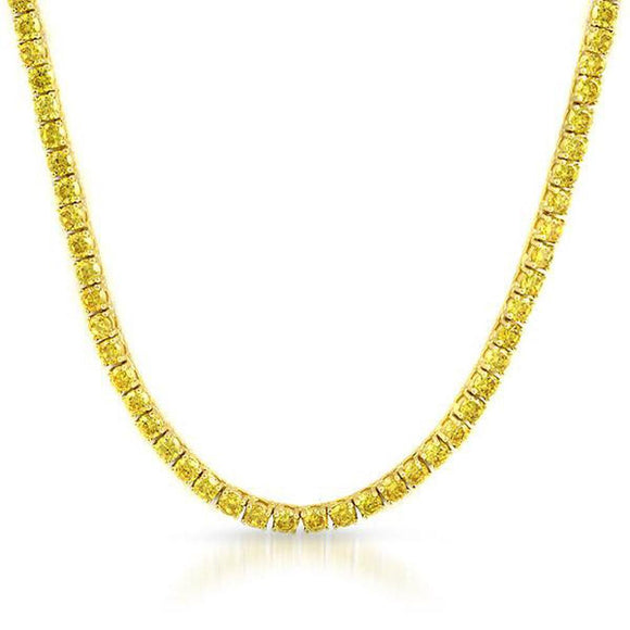 3MM 1 Row Yellow CZ Gold Tennis Chain - Presidential Brand (R)