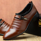 Men Solid Color Folds Comfy Microfiber Leather Non Slip Formal Shoes - Presidential Brand (R)