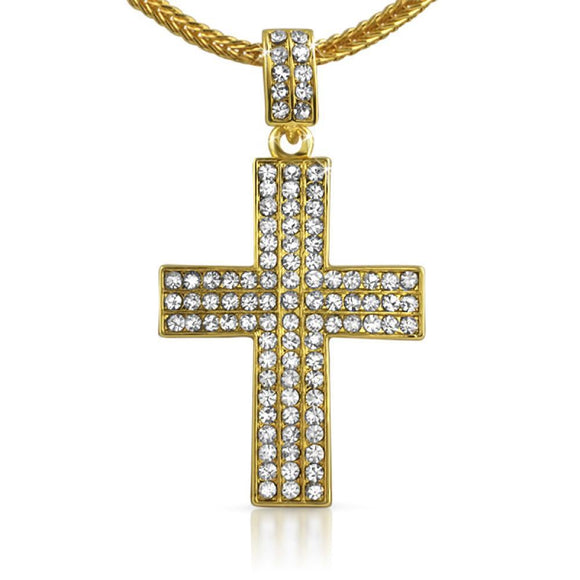 Triple Gold Cross Pendant Chain Small - Presidential Brand (R)