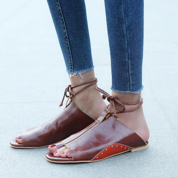 Womens Slip On Lace Up Sandals - Presidential Brand (R)