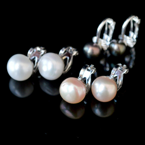 Clip 7mm Cultured Pearl Stud Earrings - Presidential Brand (R)
