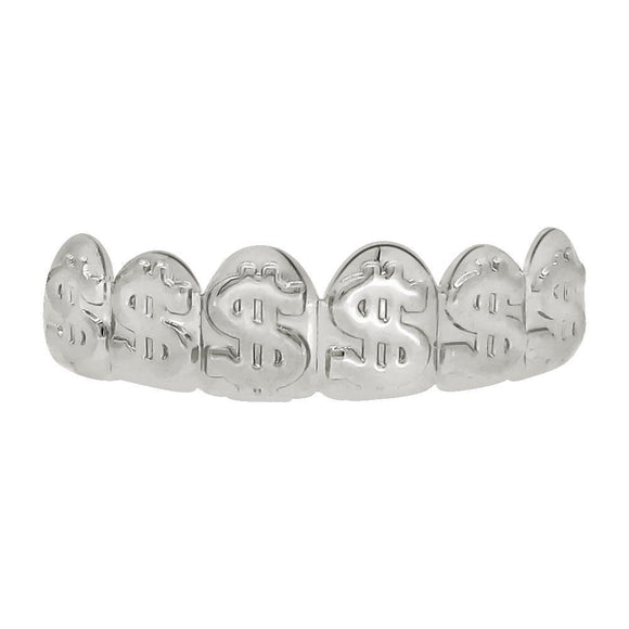 Money Silver Grillz Dollar Sign Top Teeth - Presidential Brand (R)