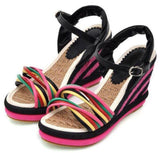 Womens Summer Color Block Criss-cross Platform Sandals - Presidential Brand (R)