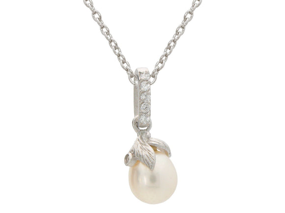 Sterling Silver Rice Pearl Flower Pendant Necklace, 16