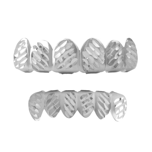 Grillz Diagonal Diamond Cut Rhodium Set - Presidential Brand (R)