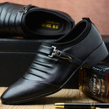 Men Solid Color Folds Comfy Microfiber Leather Non Slip Formal Shoes - Presidential Brand (R)