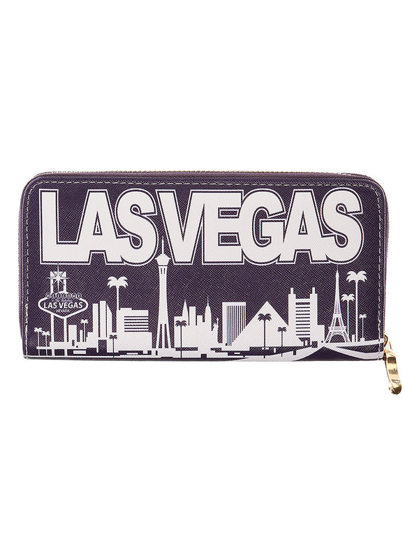 LAS VEGAS PRINT VINYL CLUTCH WALLET - Presidential Brand (R)