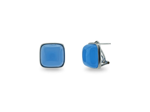 Chalcedonian Clip Earrings Sterling Silver  Obsidian Cushion Cut - Presidential Brand (R)