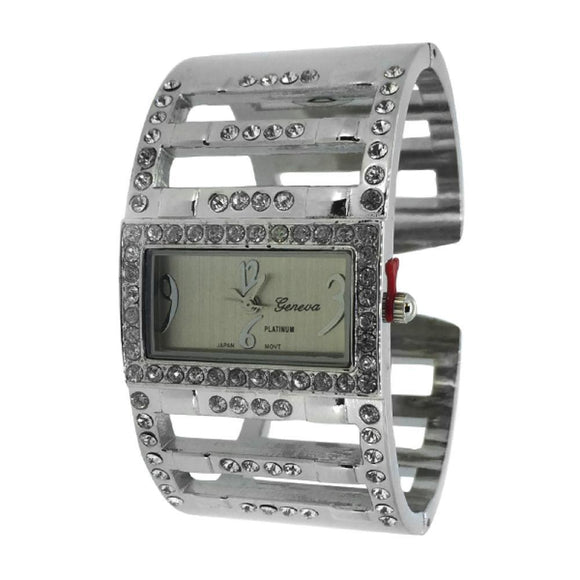Wide Bracelete Ladies Silvertone Watch - Presidential Brand (R)